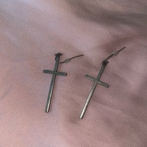 cute distressed cross earrings